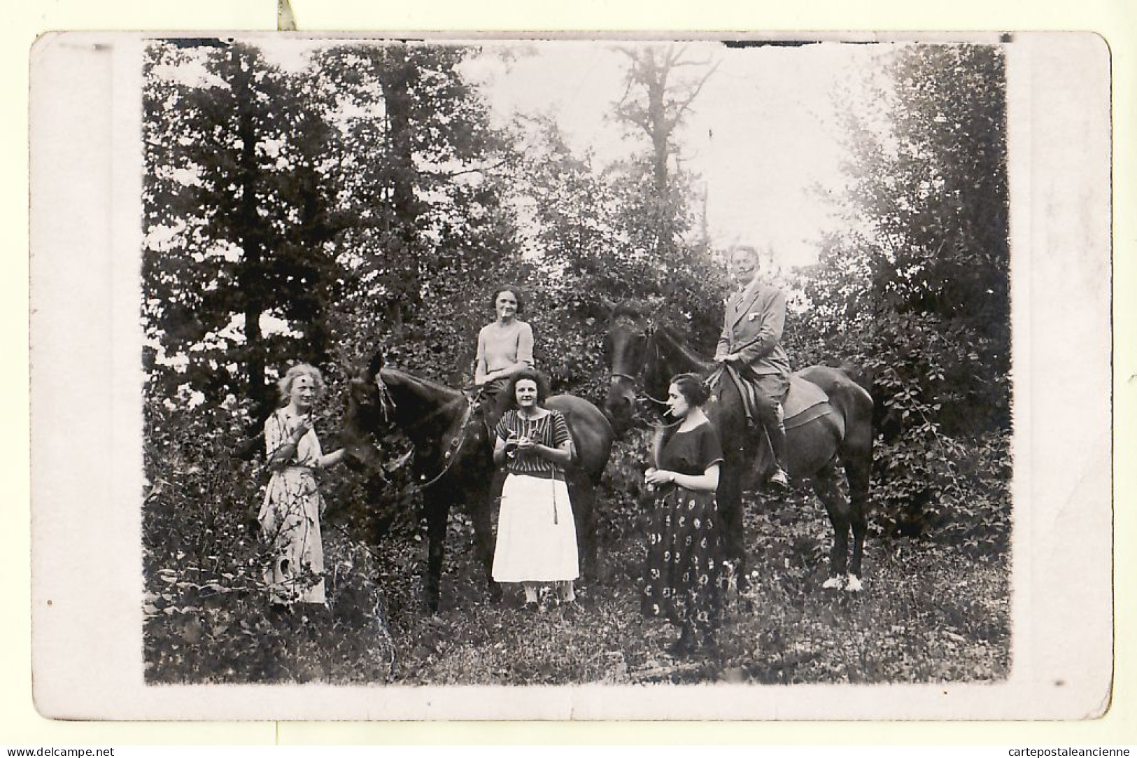 10618 ● ● Peu Commun Carte-Photo (1) Localisée PONTIVY Promenade Chevaux Membres Album Famille DECLAIR BRETAGNE - Pontivy