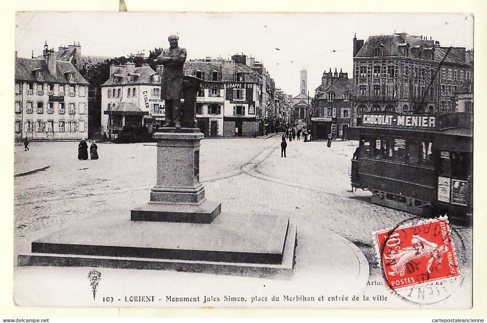 10564 ● LORIENT Monument Jules SIMON Place Du MORBIHAN 1913 à LABRO S/ Directeur Assurance Decazeville-ARTAUD 109 - Lorient