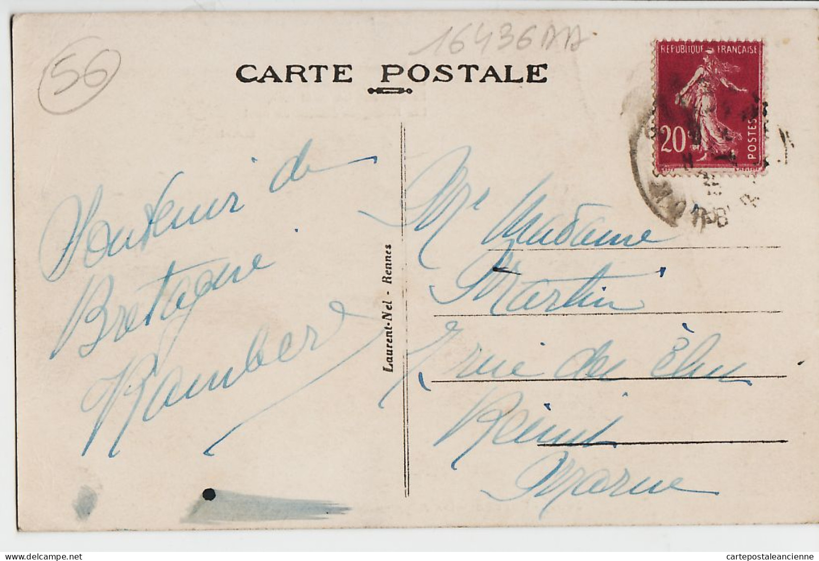 10633 ● BOTREL Là-bas CARNAC Morbihan Alignements De KERMARIO 1935 à MARTIN Rue Elus Reims Marne Laurent NEL - Carnac