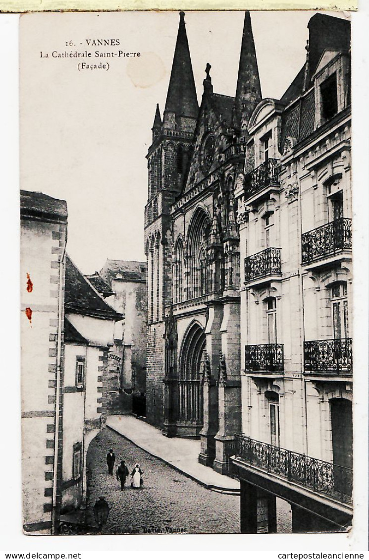 10593 ● VANNES Morbihan Façade Cathedrale Saint St PIERRE 17.08.1908 à THORE Les Cerisiers Le Mans Sarthe - Vannes