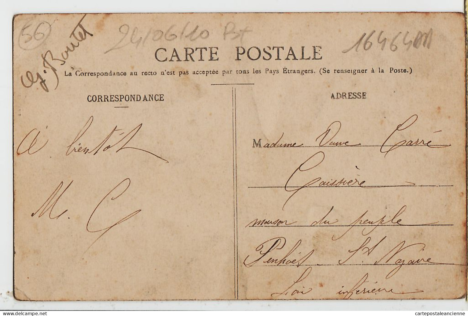 10591 / ⭐ ◉  (•◡•) LORIENT Morbihan CASERNES Avant PORT De GUERRE 1909 à CARRE Caissiere Maison Peuple Penhoet Loire - Lorient