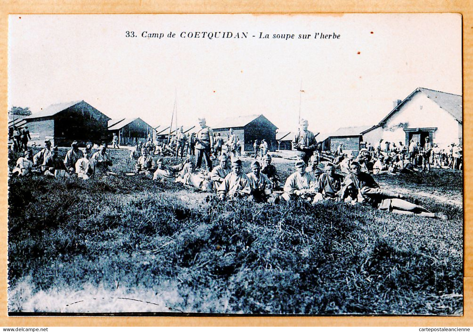 10586 / ⭐ ◉ CAMP De COETQUIDAN 56-Morbihan SOUPE Sur L'HERBE Cliché Bleuté Militaria 1920s BERTHAUX Photo N°33 - Guer Cötquidan