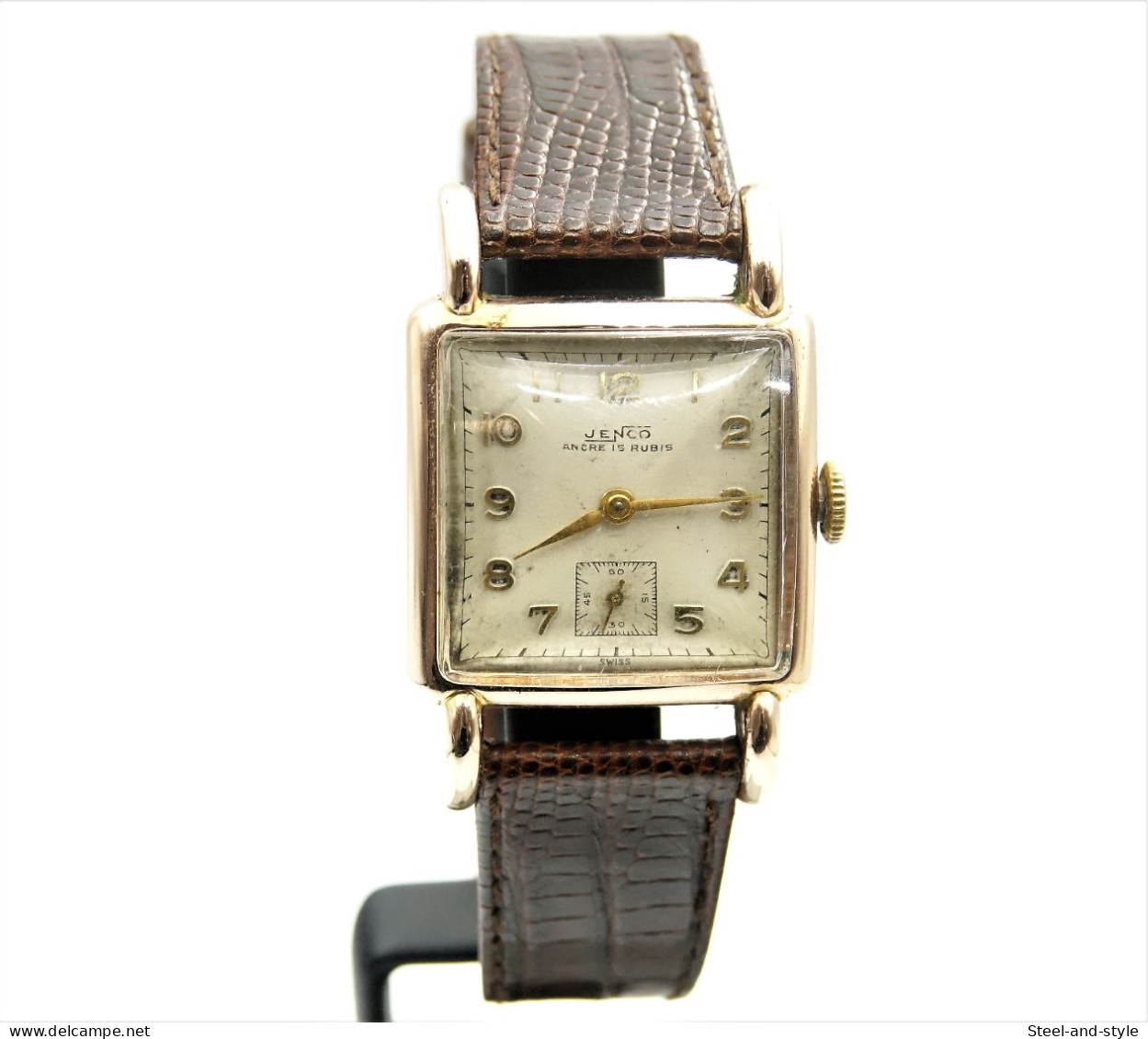 Watches :  JENCO MAN TANK DIAMOND SHAPED CRYSTAL ' FANCY LUGS ' Art Deco - Original - Running - 1930 's - Designeruhren