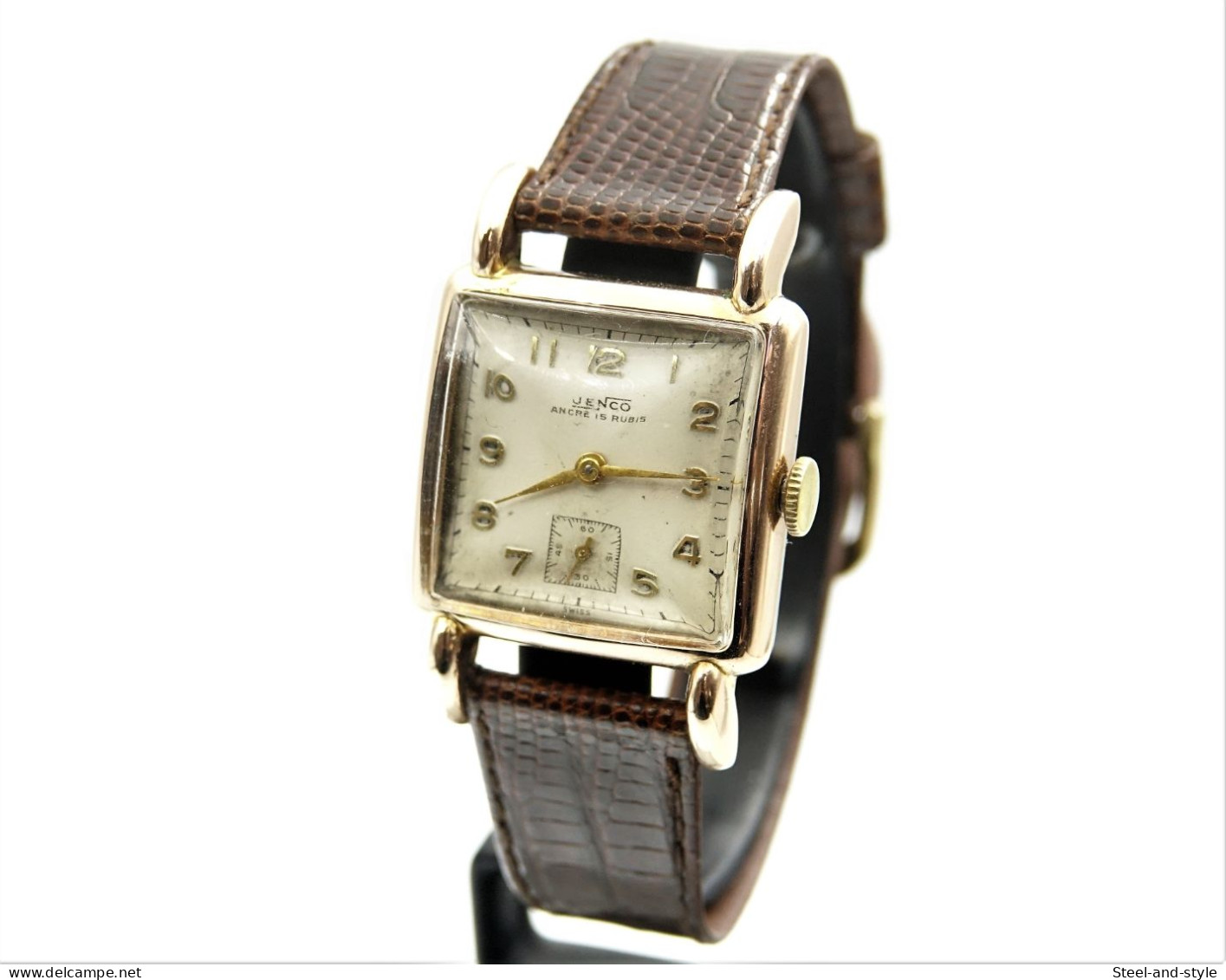 watches :  JENCO MAN TANK DIAMOND SHAPED CRYSTAL ' FANCY LUGS ' Art Deco - original - running - 1930 's