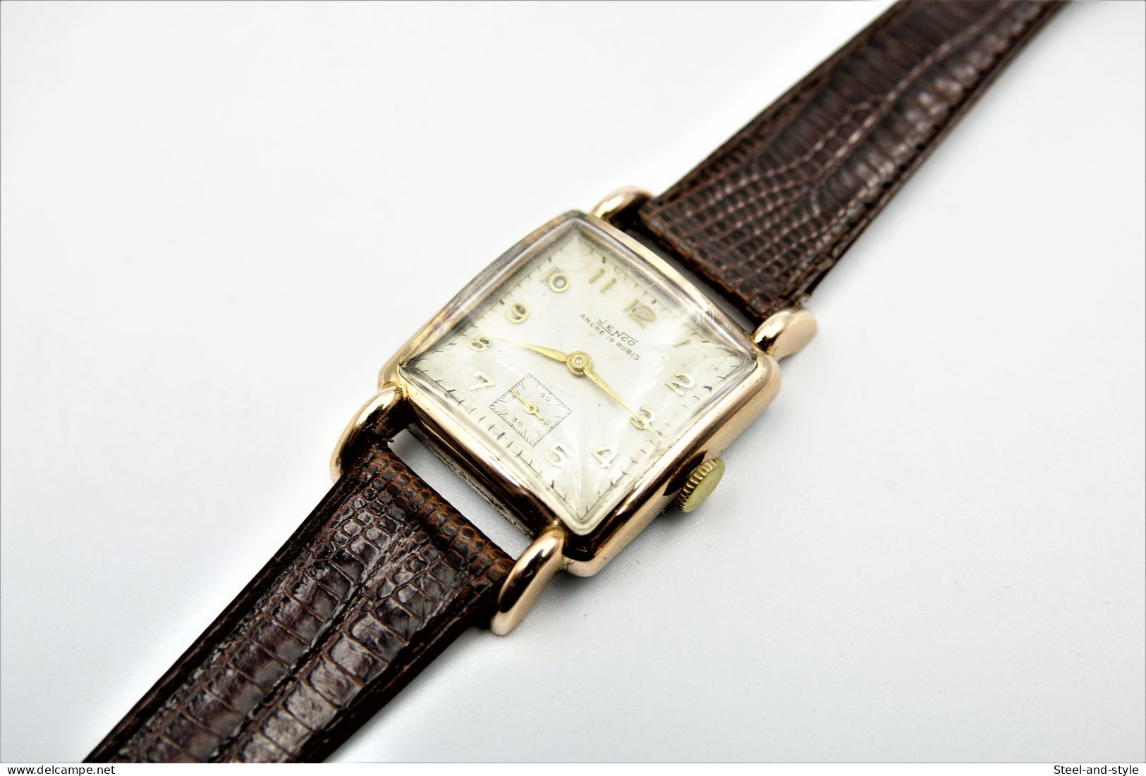 watches :  JENCO MAN TANK DIAMOND SHAPED CRYSTAL ' FANCY LUGS ' Art Deco - original - running - 1930 's