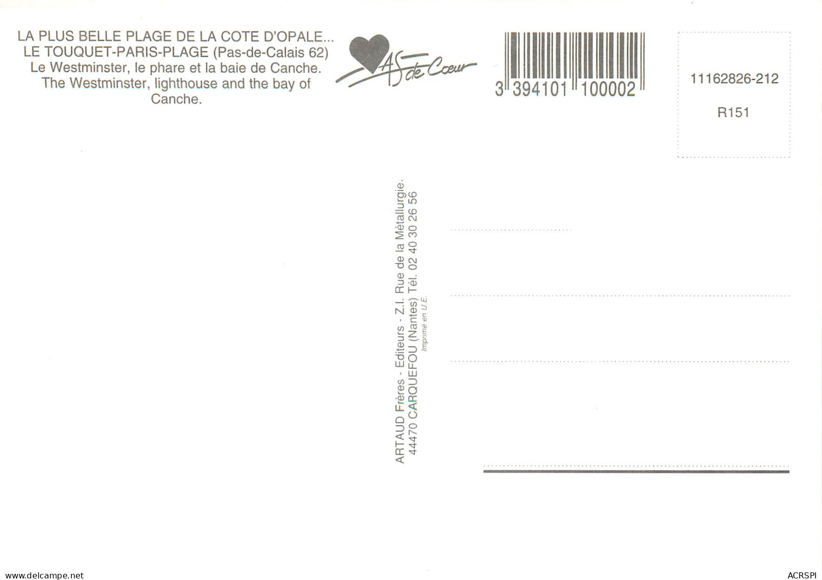 LE TOUQUET PARIS PLAGE Le Westinster Le Phare Et La Baie De Canche 6(scan Recto-verso) MD2588 - Le Touquet