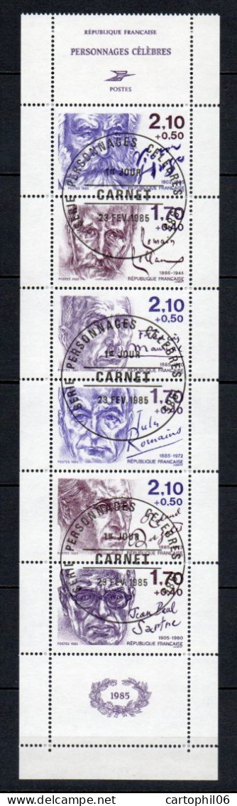 - FRANCE Bande Carnet N° 2360A Oblitérés - PERSONNAGES CÉLÈBRES 1985 - Cote 25,00 € - - Personnages