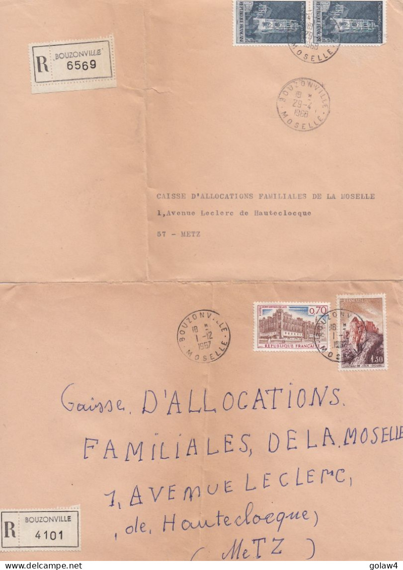 36942# LOT 17 LETTRES FRANCHISE PARTIELLE RECOMMANDE Obl BOUZONVILLE MOSELLE 1967 1968 Pour METZ 57 - Covers & Documents