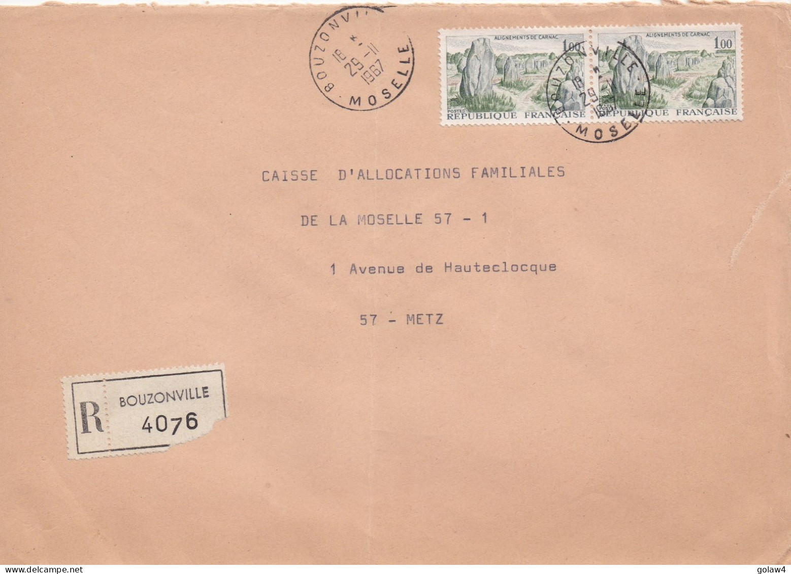 36942# LOT 17 LETTRES FRANCHISE PARTIELLE RECOMMANDE Obl BOUZONVILLE MOSELLE 1967 1968 Pour METZ 57 - Covers & Documents