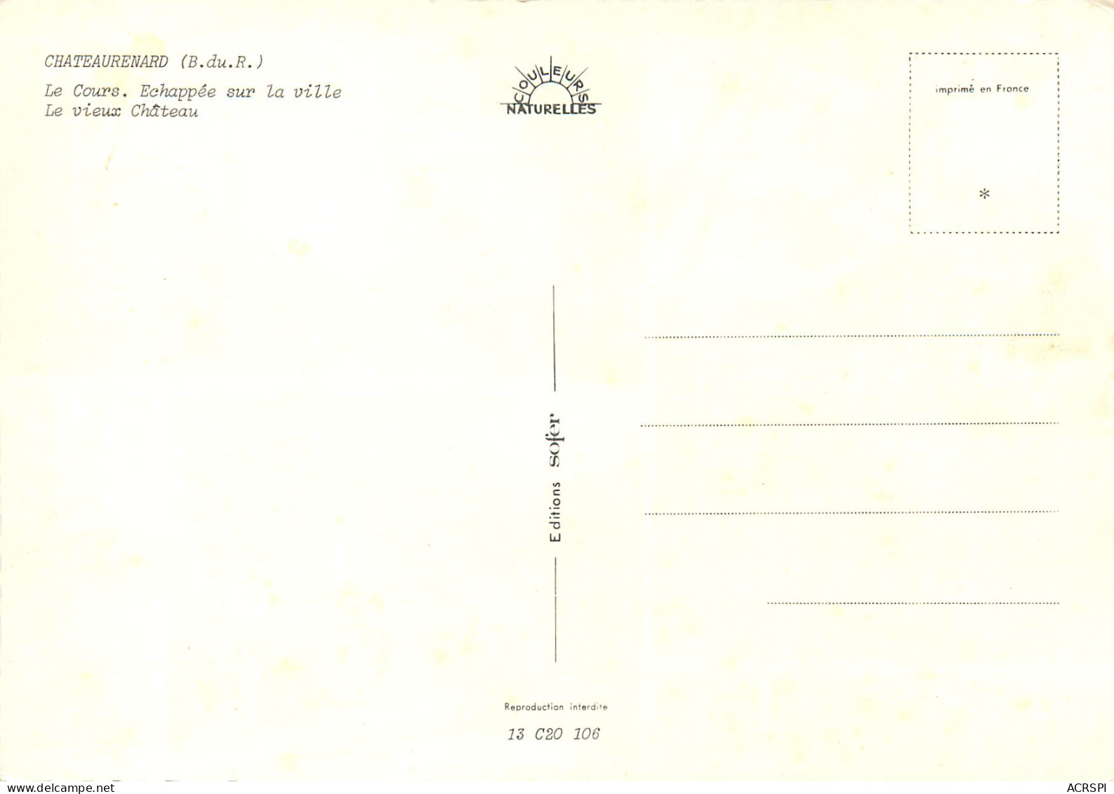 CHATEAURENARD Le Cours Echappee Sur La Ville Le Vieux Chateau 9(scan Recto-verso) MD2596 - Chateaurenard