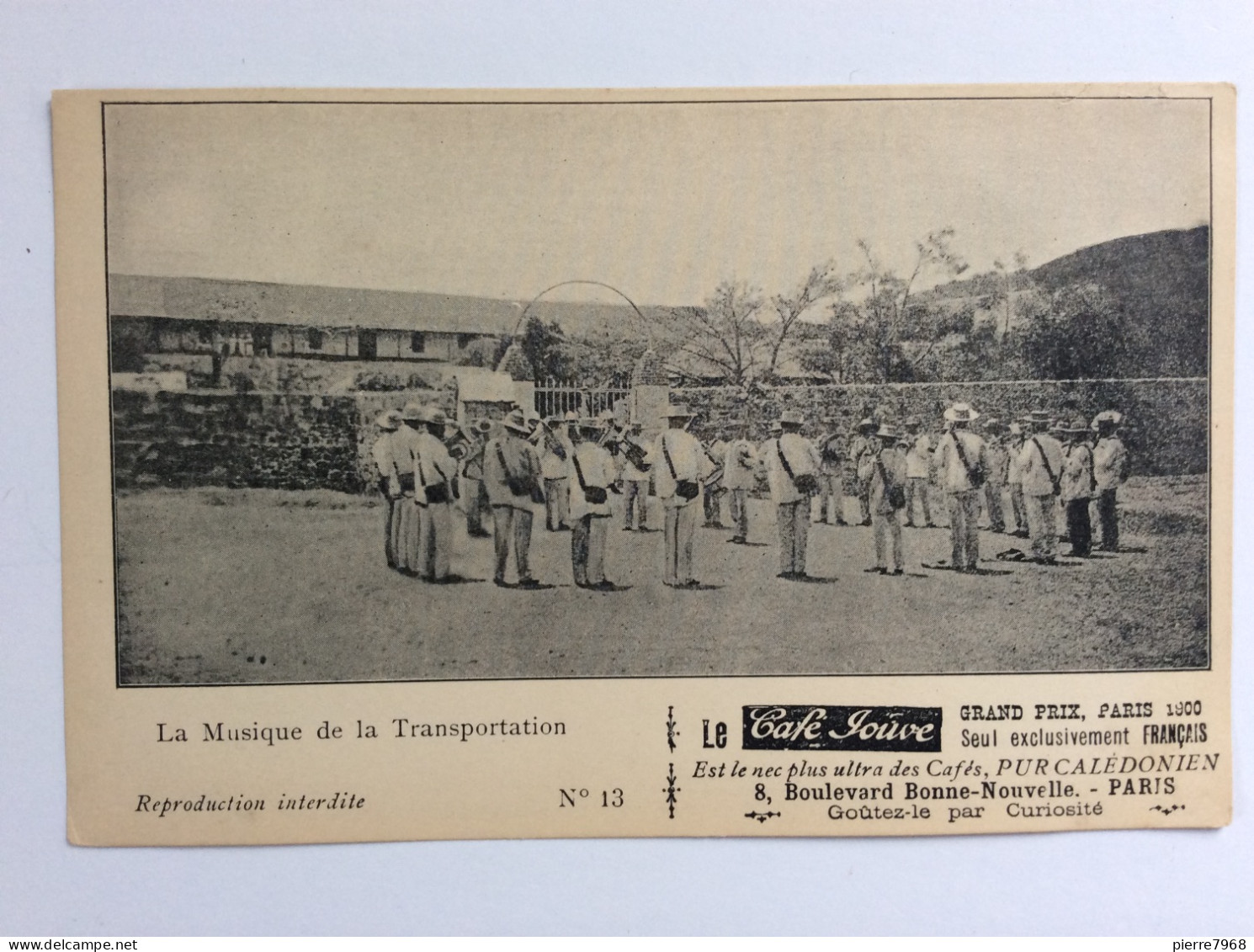 Nouvelle-Calédonie : Carte Publicitaire Du Café Jouve - La Musique De La Transportation (N°13) - Nueva Caledonia