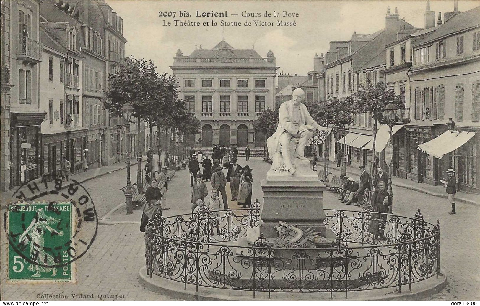 CPA56- LORIENT- Cours De La Bove- Le Théatre Et La Statue De Victor Masse - Lorient