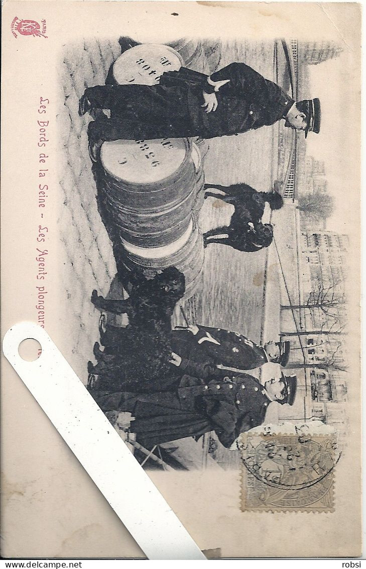 75 Petits Métiers,  " à La Palette Rouge" , Les Bords De La Seine, Les Agents Plongeurs Et Leurs Chiens,  D4011 - The River Seine And Its Banks