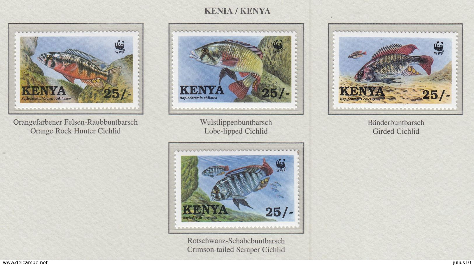 KENYA 1997 WWF Cichlids Fish Mi 699-702 MNH(**) Fauna 556 - Fische