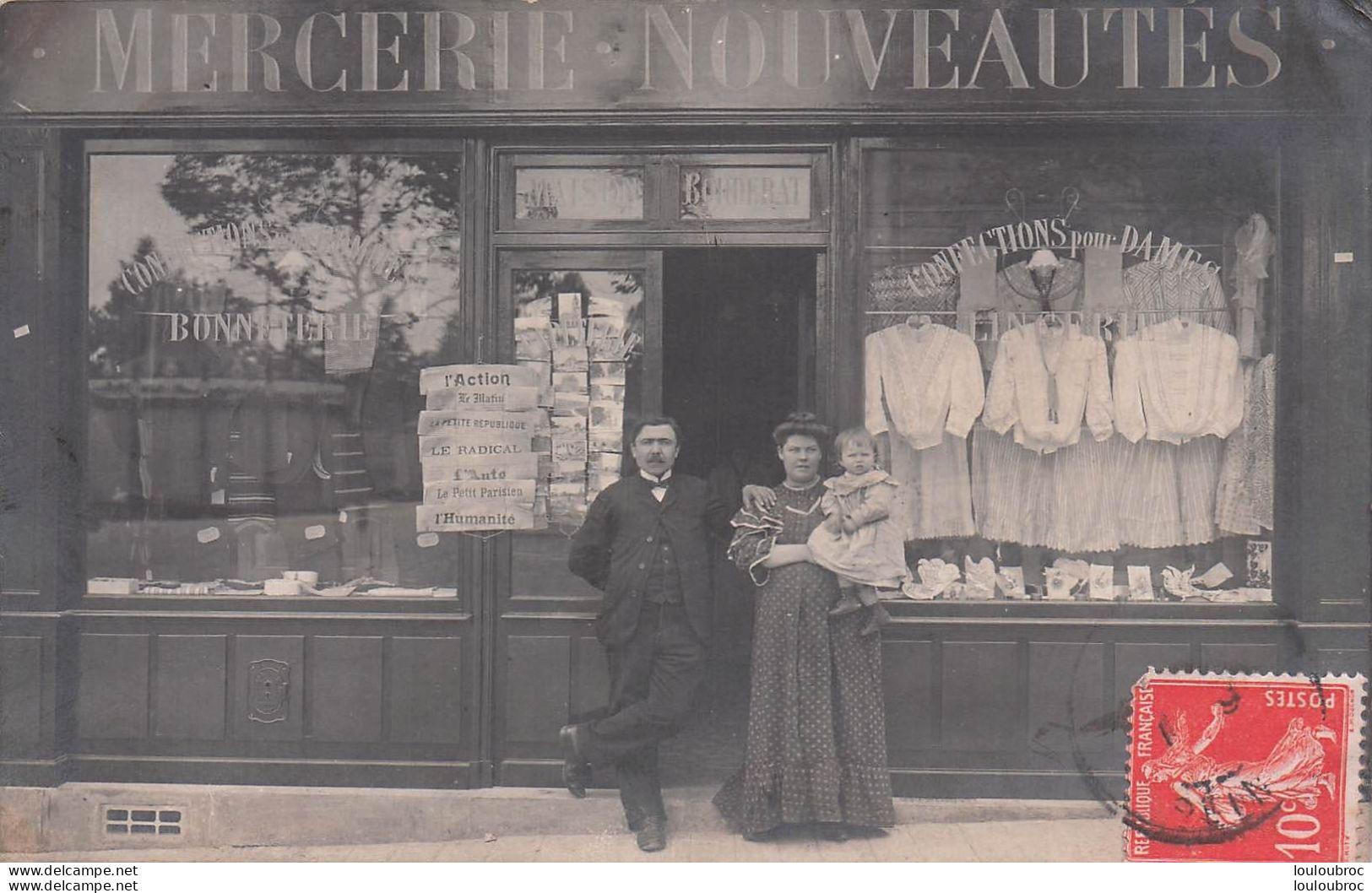 BAGNOLET CARTE PHOTO MERCERIE NOUVEAUTES BORDERAT ECRITE PAR LE PROPRIETAIRE - Bagnolet