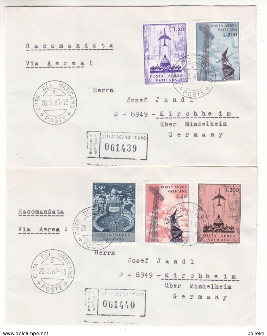 Vatican - 2 Lettres Recom De 1967  - Oblit Citta Del Vaticano - Avions - - Covers & Documents