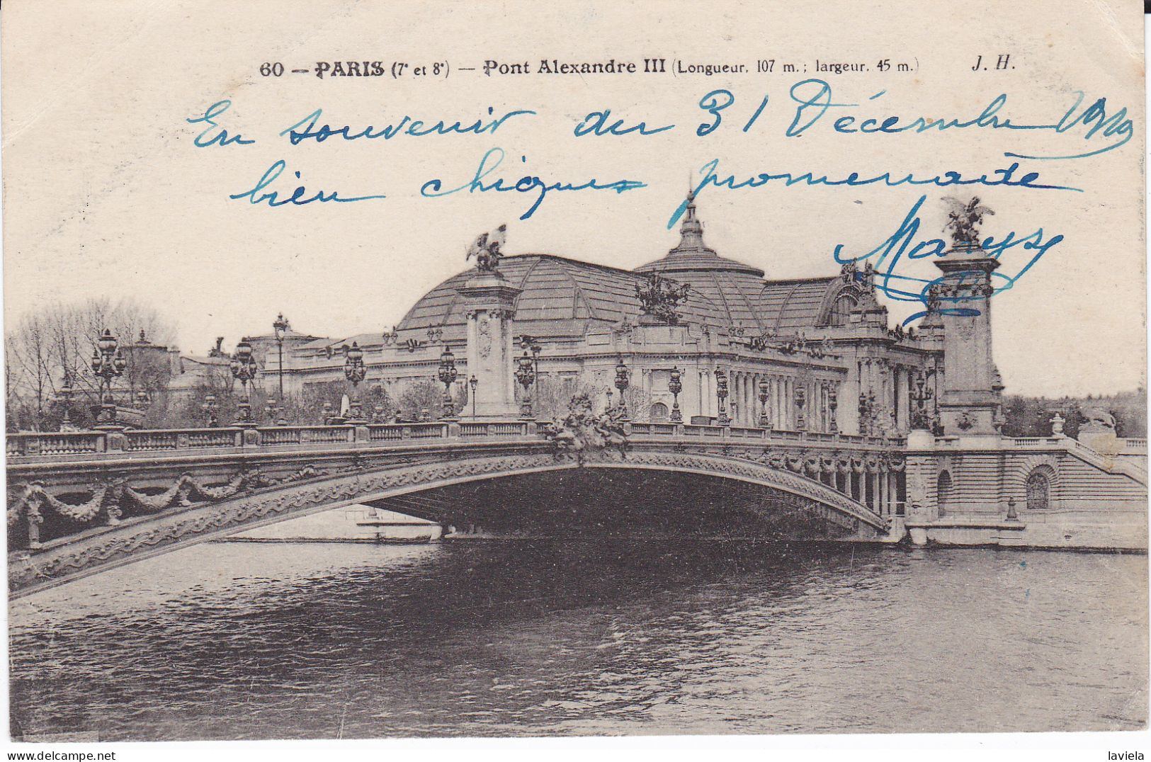 75 PARIS 7e - Pont Alexandre III (L 107m X L 45m) - Circulée 1919 - Puentes
