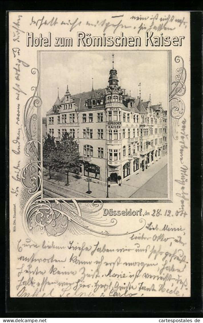 Lithographie Düsseldorf, Hotel Zum Römischen Kaiser  - Duesseldorf