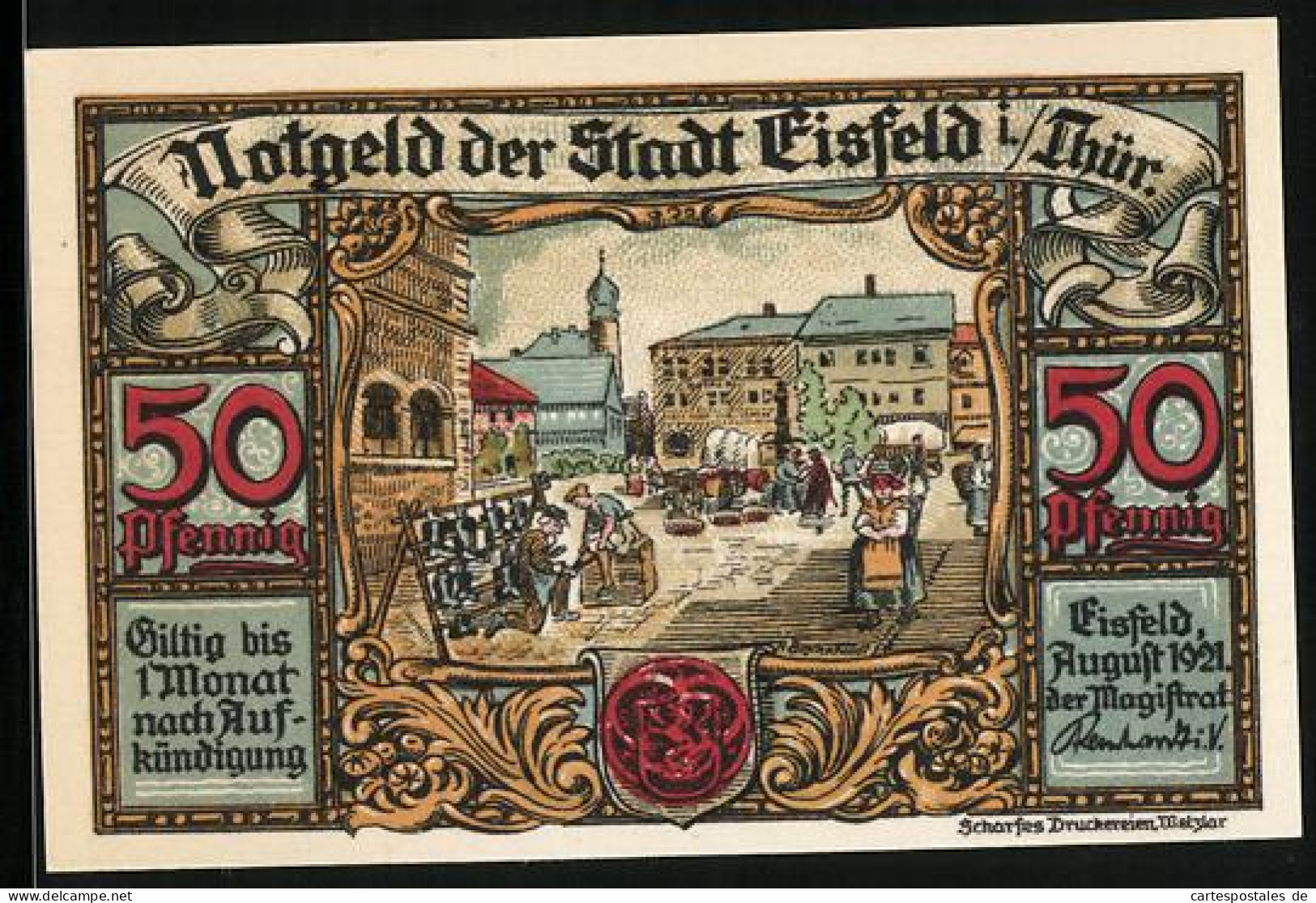 Notgeld Eisfeld I. Thür. 1921, 50 Pfennig, Herstellung Von Briketts Aus Lohkäs  - Lokale Ausgaben