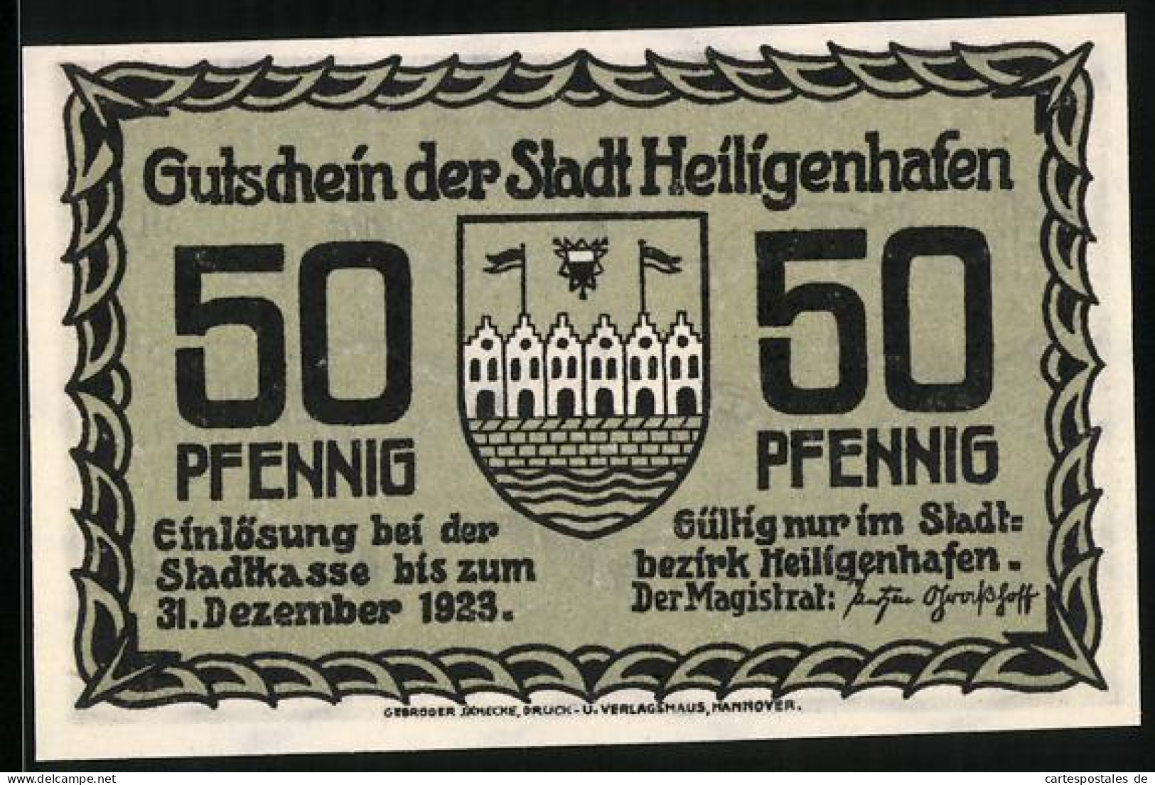 Notgeld Heiligenhafen, 50 Pfennig, Strassenpartie Mit Einem Kleinen Torbogen  - [11] Local Banknote Issues