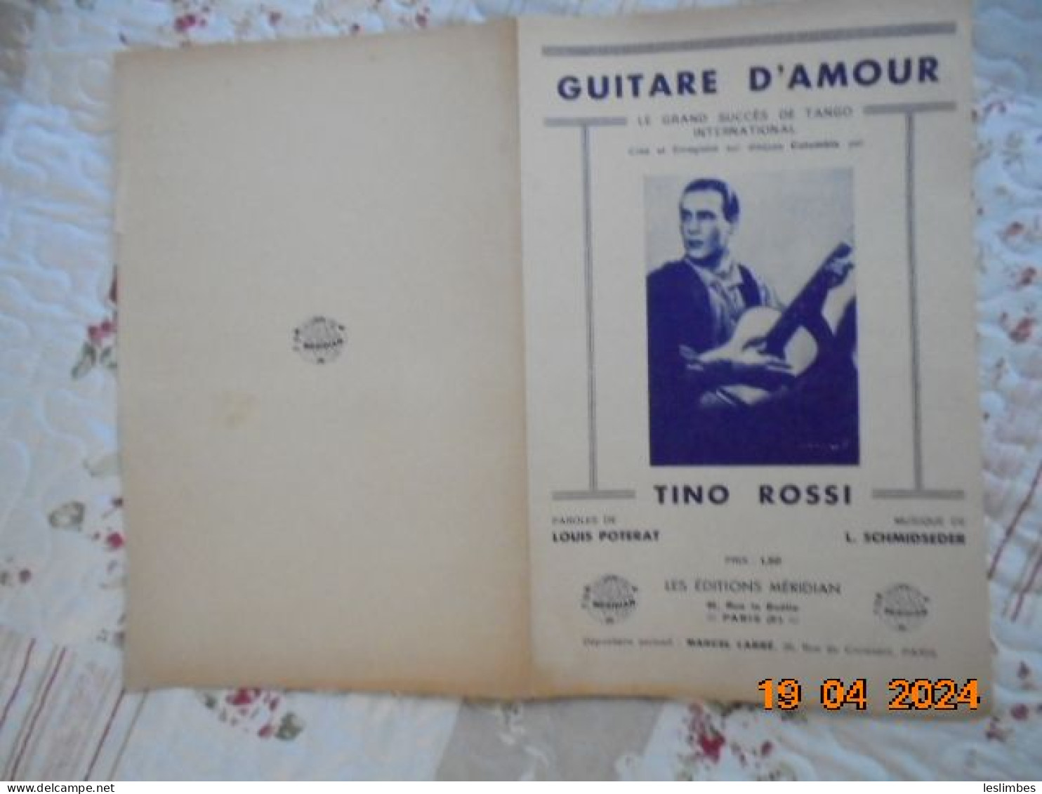 Guitare D'amour [partition] Louis Poterat, L. Schmidseder - Les Editions Meridian 1935 - Partitions Musicales Anciennes