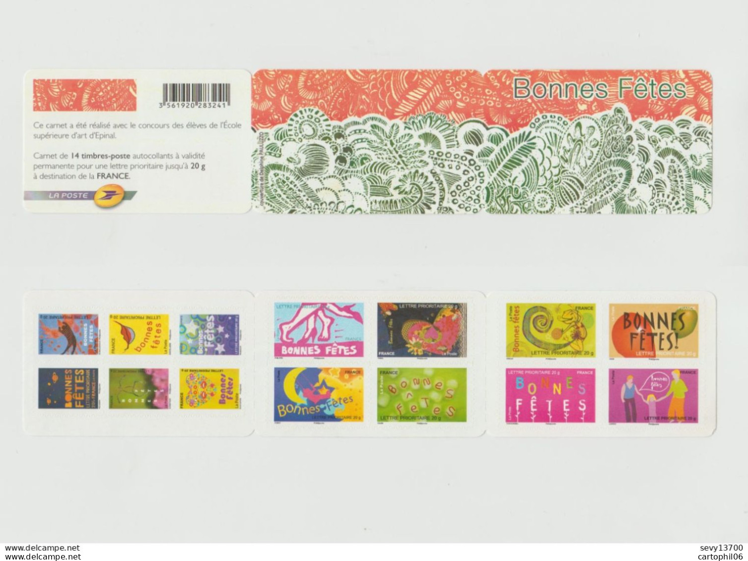 - FRANCE BC 239 - Carnet BONNES FÊTES 2008 (14 Timbres Prioritaires) - VALEUR FACIALE 20,00 € - - Markenheftchen