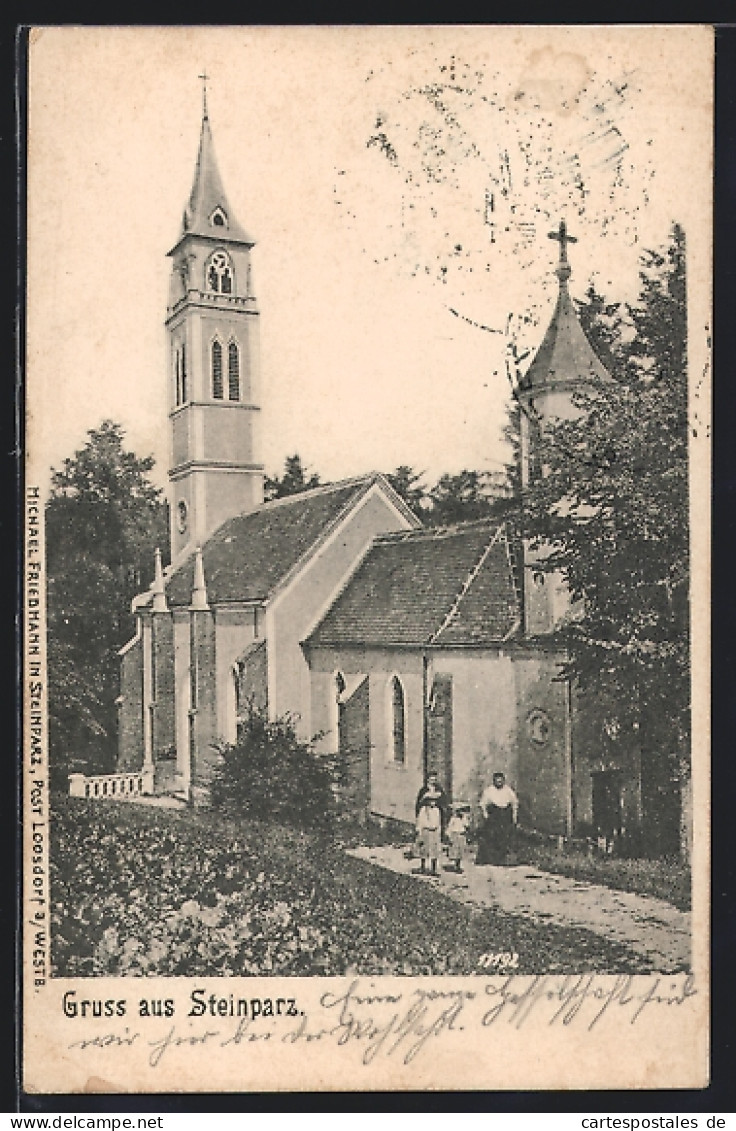 AK Schollach, Steinparz, Spaziergänger An Der Kirche  - Autres & Non Classés