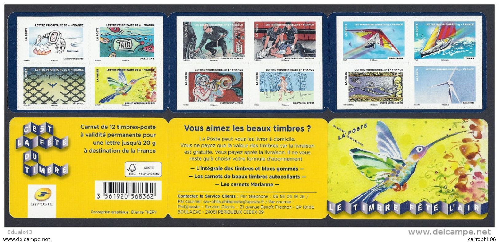 - FRANCE BC 889 - Carnet FÊTE DU TIMBRE / L'AIR 2013 (12 Timbres Prioritaires) - VALEUR FACIALE 17,16 € - - Markenheftchen