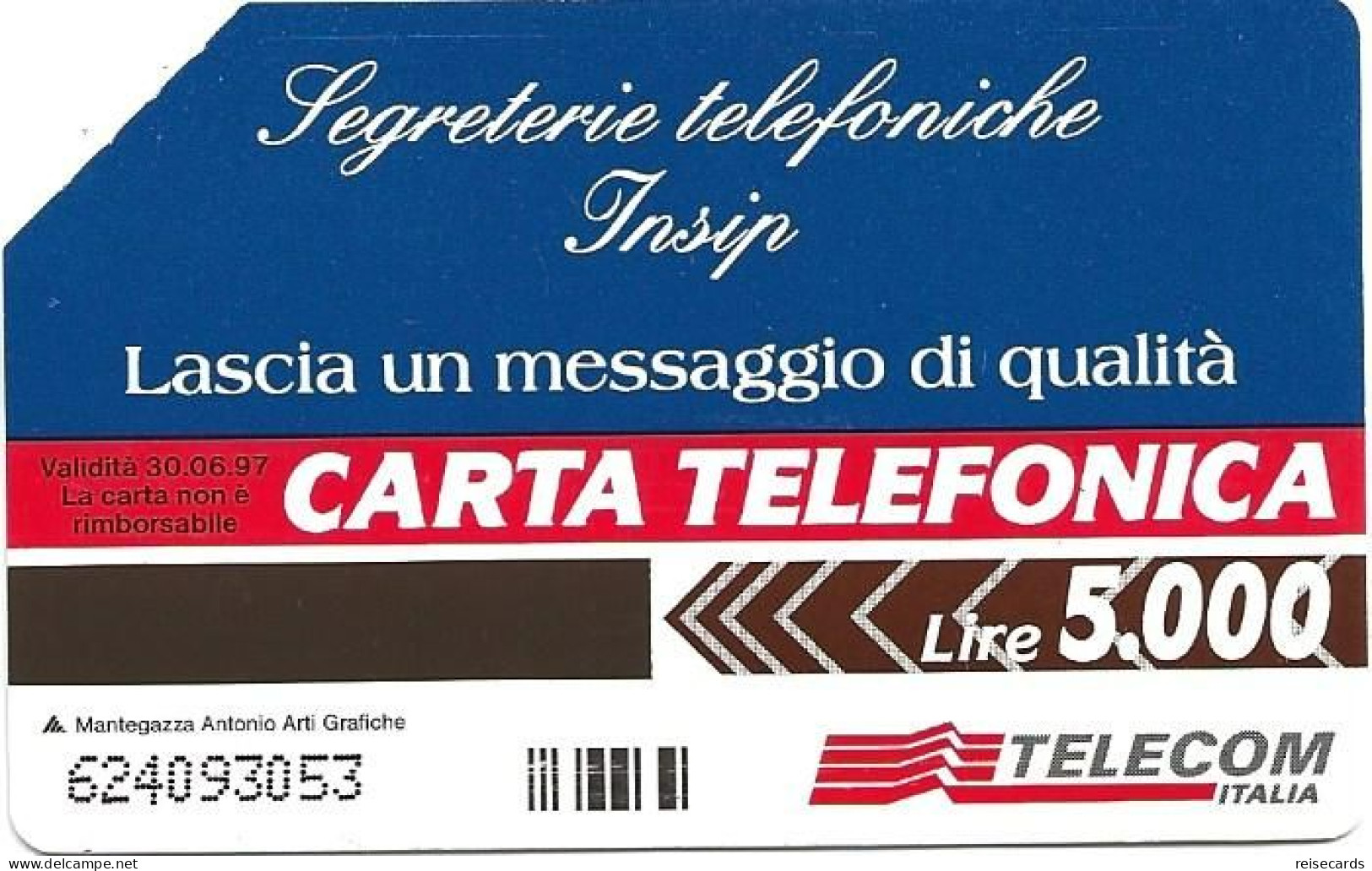 Italy: Telecom Italia - Segreterie Telefoniche Insip - Públicas  Publicitarias