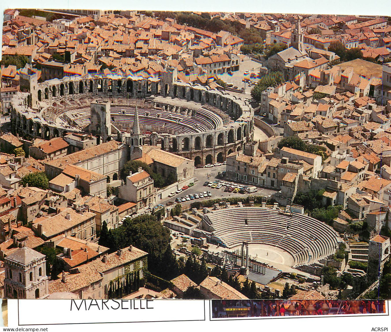 ARLES Vue Aerienne Du Theatre Antique Et Des Arenes Romaines 5(scan Recto-verso) ME2600 - Arles