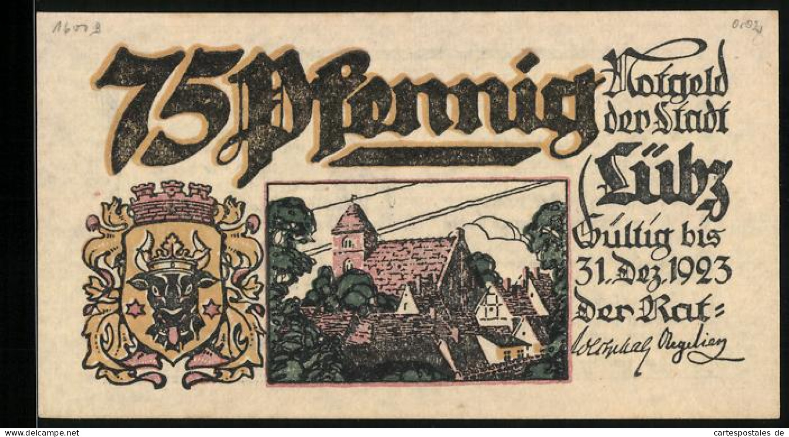 Notgeld Lübz, 75 Pfennig, Heimatgedicht Von Paul Warneke  - [11] Local Banknote Issues