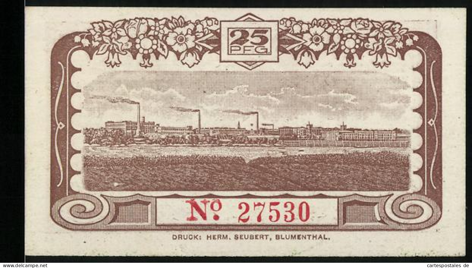 Notgeld Blumenthal /Hann. 1920, 25 Pfennig, Das Rathaus, Industrie Am Fluss  - [11] Emisiones Locales