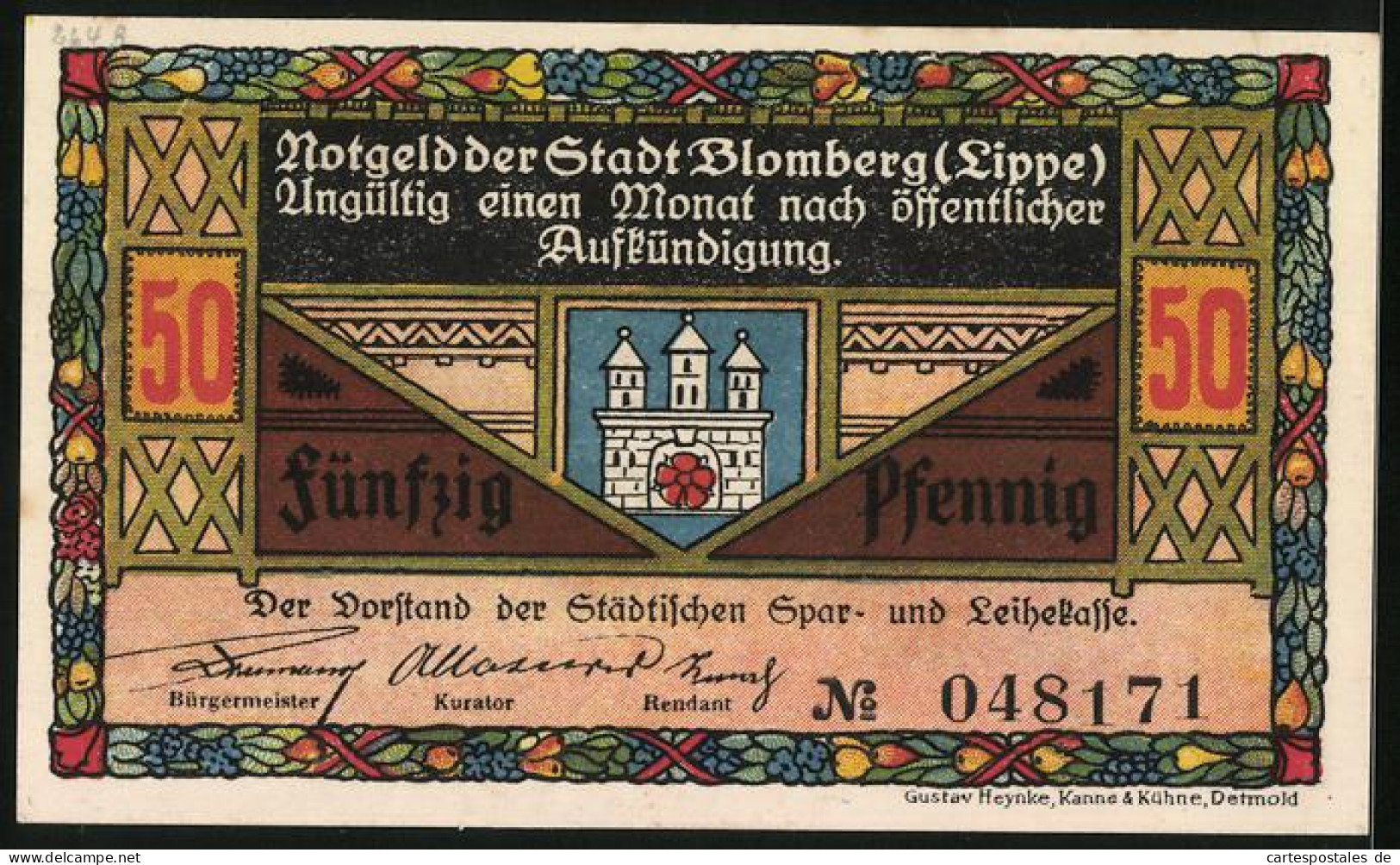 Notgeld Blomberg /Lippe, 50 Pfennig, Burgtor Und Weinbergtor  - [11] Lokale Uitgaven