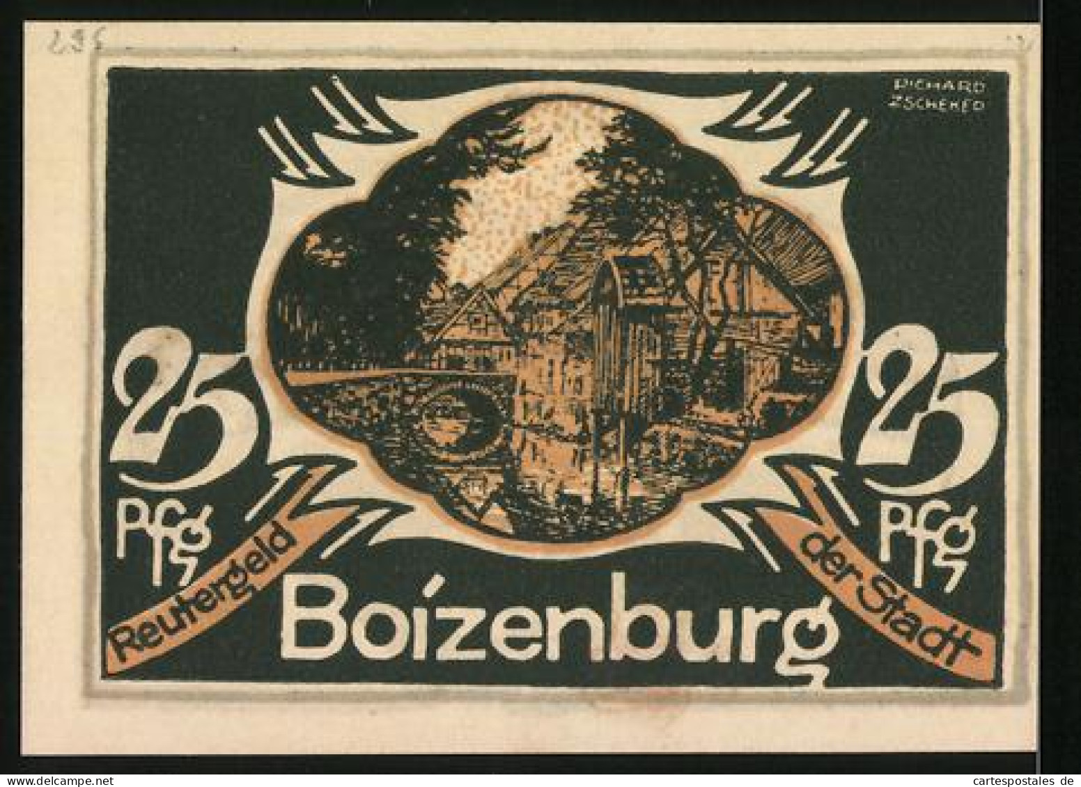 Notgeld Boizenburg, 25 Pfennig, Hafenarbeiter Schleppen Säcke  - [11] Lokale Uitgaven