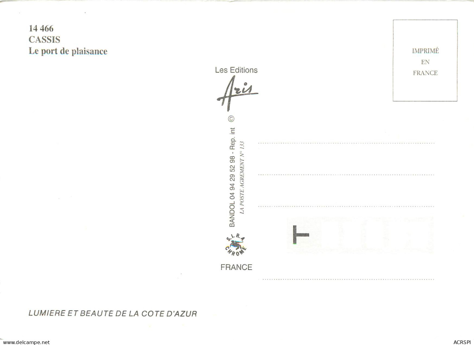 CASSIS LE PORT DE PLAISANCE 29(scan Recto-verso) ME2605 - Cassis
