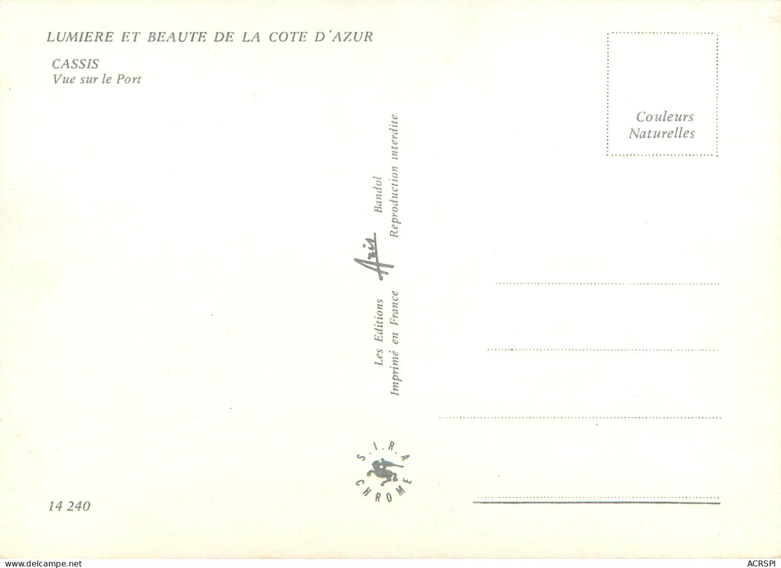 CASSIS Vue Sur Le Port 22(scan Recto-verso)ME2606 - Cassis