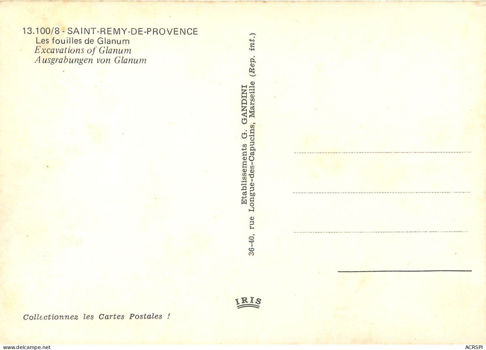 ST REMY DE PROVENCE Les Fouilles De Glanum 25(scan Recto-verso) ME2608 - Saint-Remy-de-Provence
