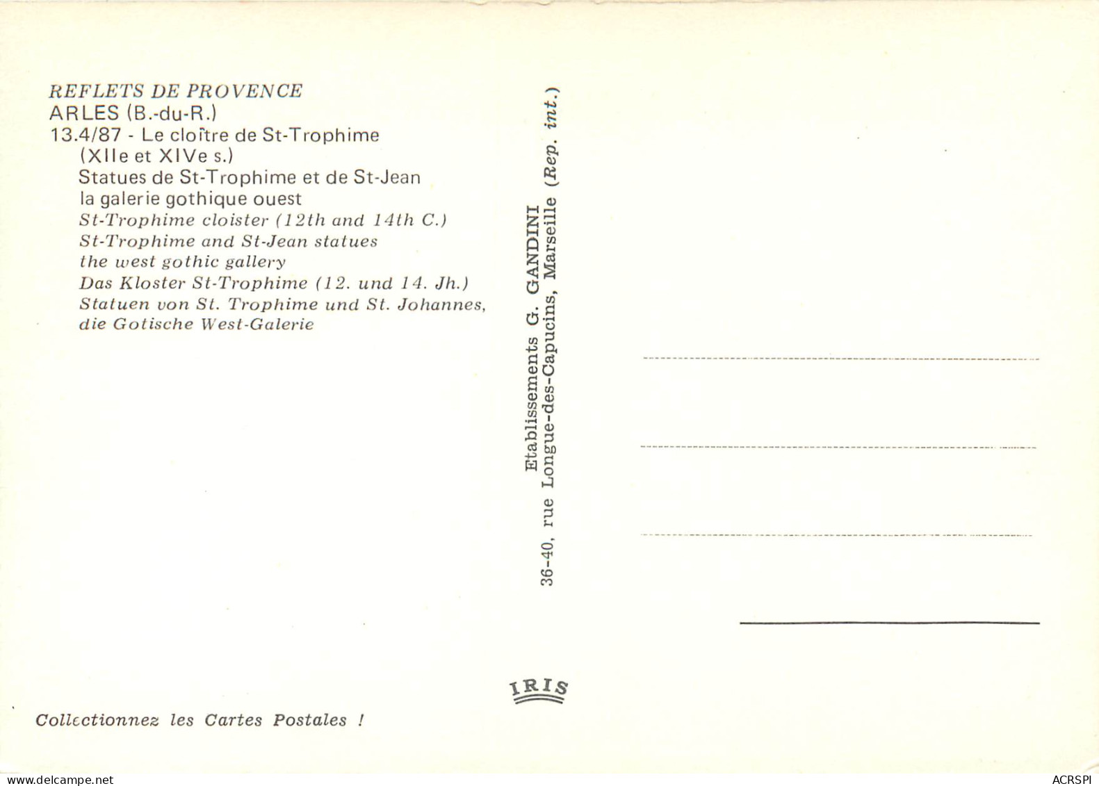 ARLES Le Cloitre De St Trophime Statues De St Trophime Et De St Jean 17(scan Recto-verso) ME2611 - Arles