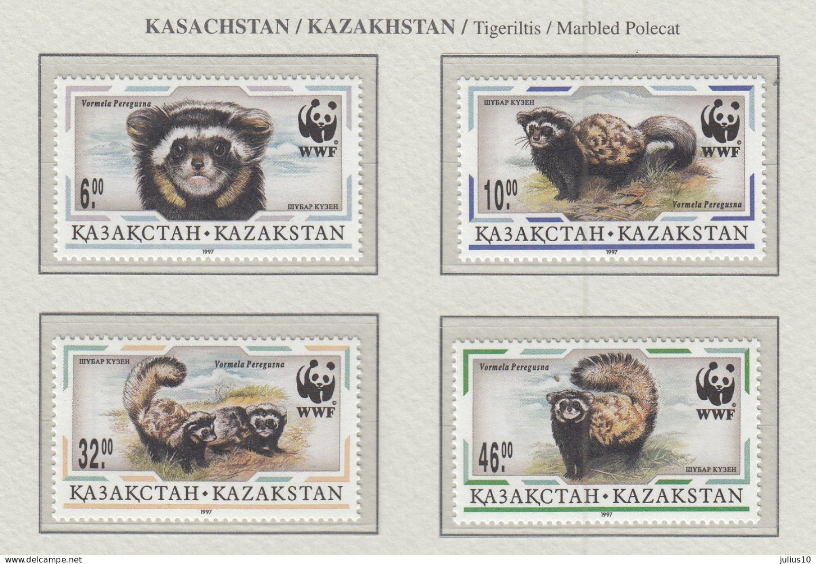 KAZAKHSTAN 1997 WWF Animals Polecat Mi 154-157 MNH(**) Fauna 559 - Unused Stamps