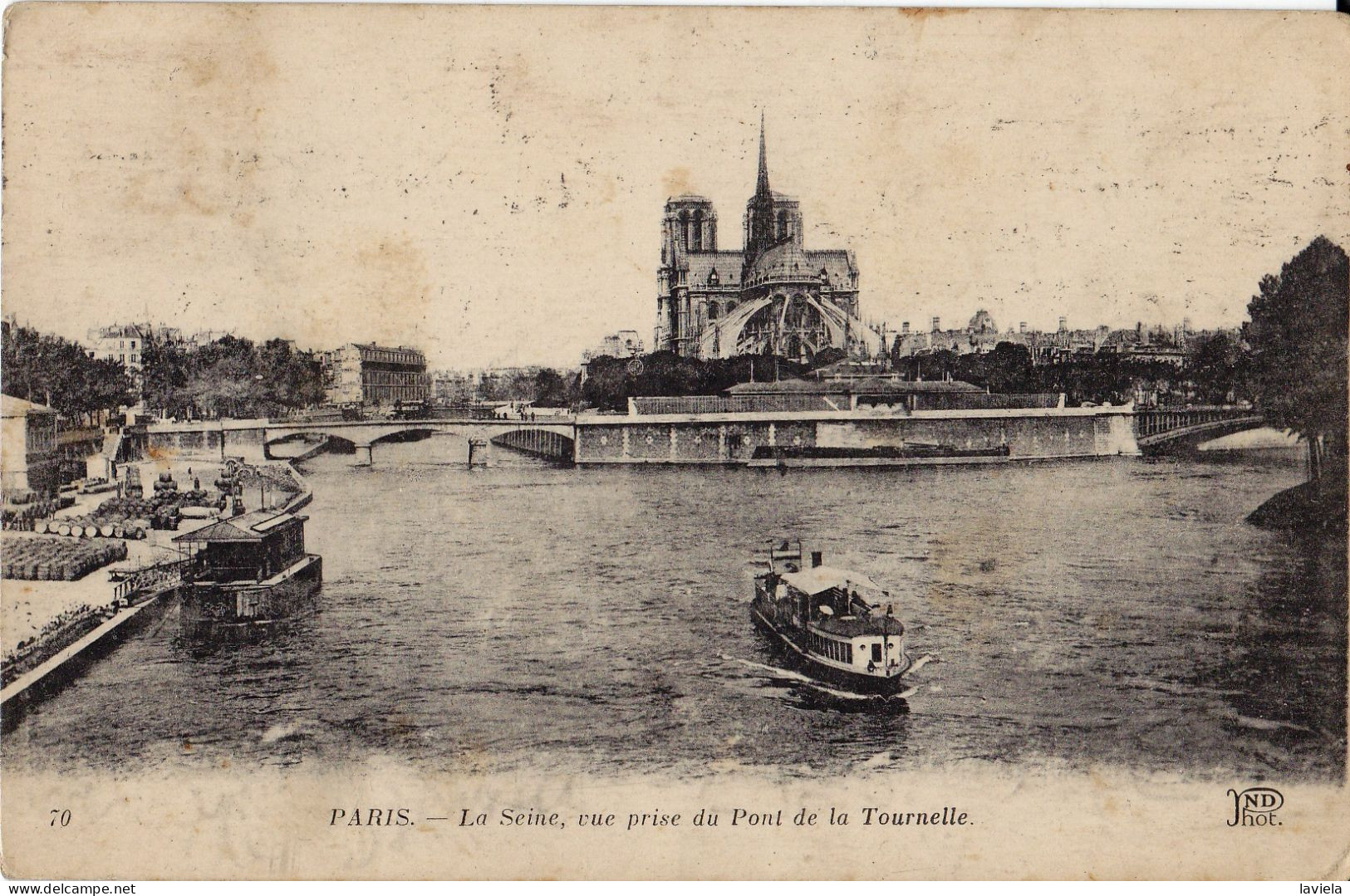 75 PARIS 4e - La Seine, Vue Prise Du Pont De La Tournelle - Circulée 1919 - Notre Dame De Paris