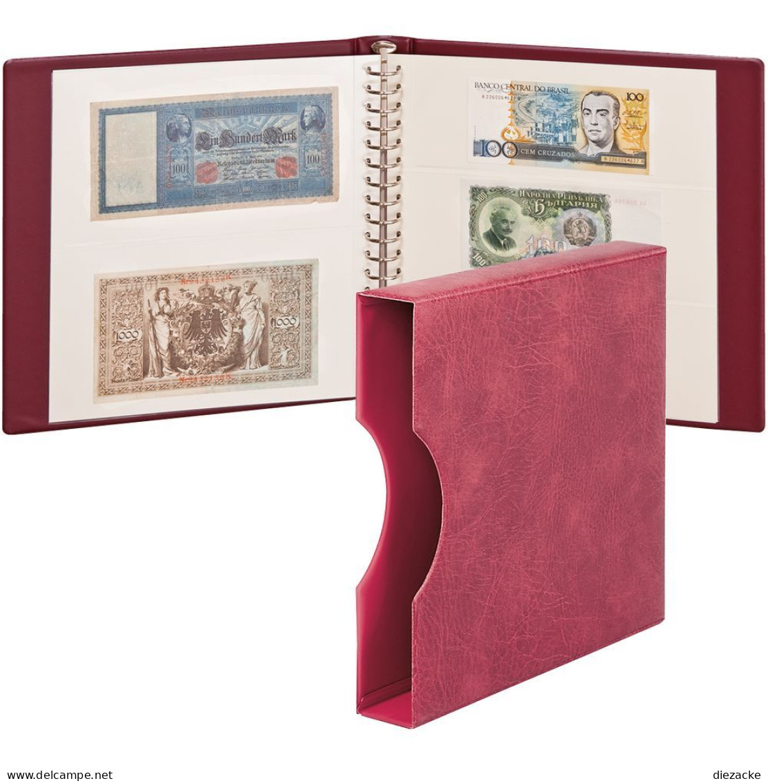 Lindner Banknotenalbum Regular Mit Kassette Weinrot 2810-814-W Neu - Supplies And Equipment