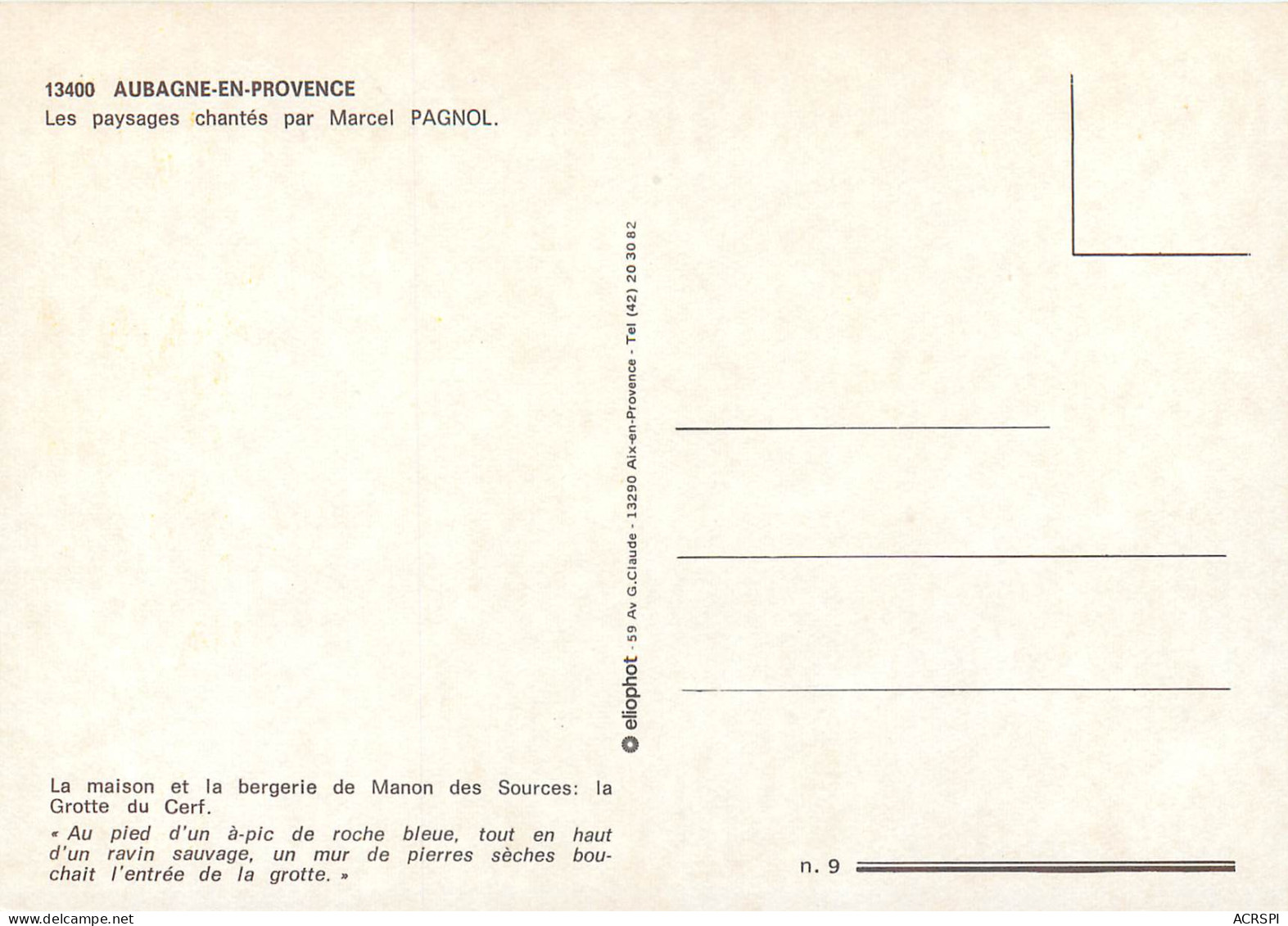 AUBAGNE EN PROVENCE Les Paysages Chantes Par Marcel Pagnol 4(scan Recto-verso) ME2616 - Aubagne