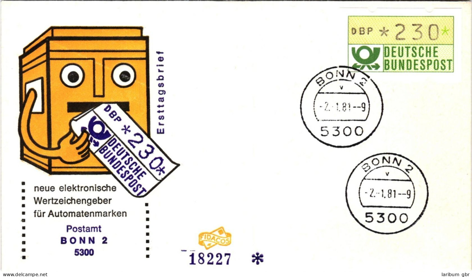 BRD Automatenmarken 1.1 hu als Ersttagsbrief komplett #IU396