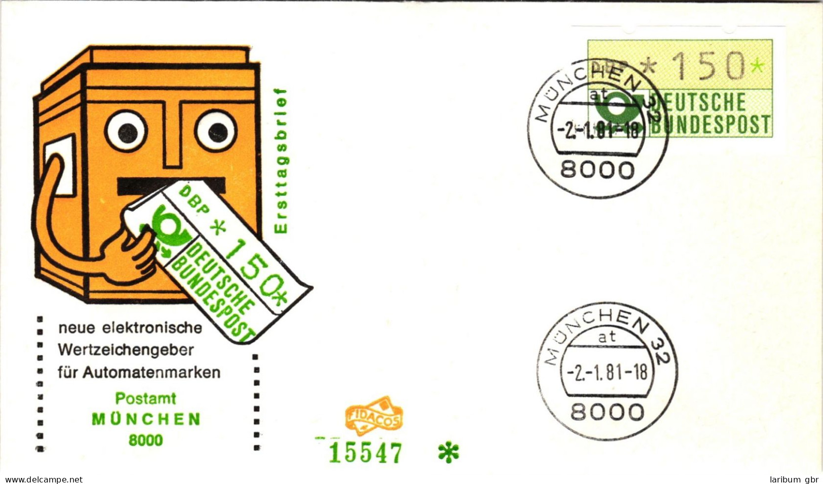 BRD Automatenmarken 1.1 hu als Ersttagsbrief komplett #IU396