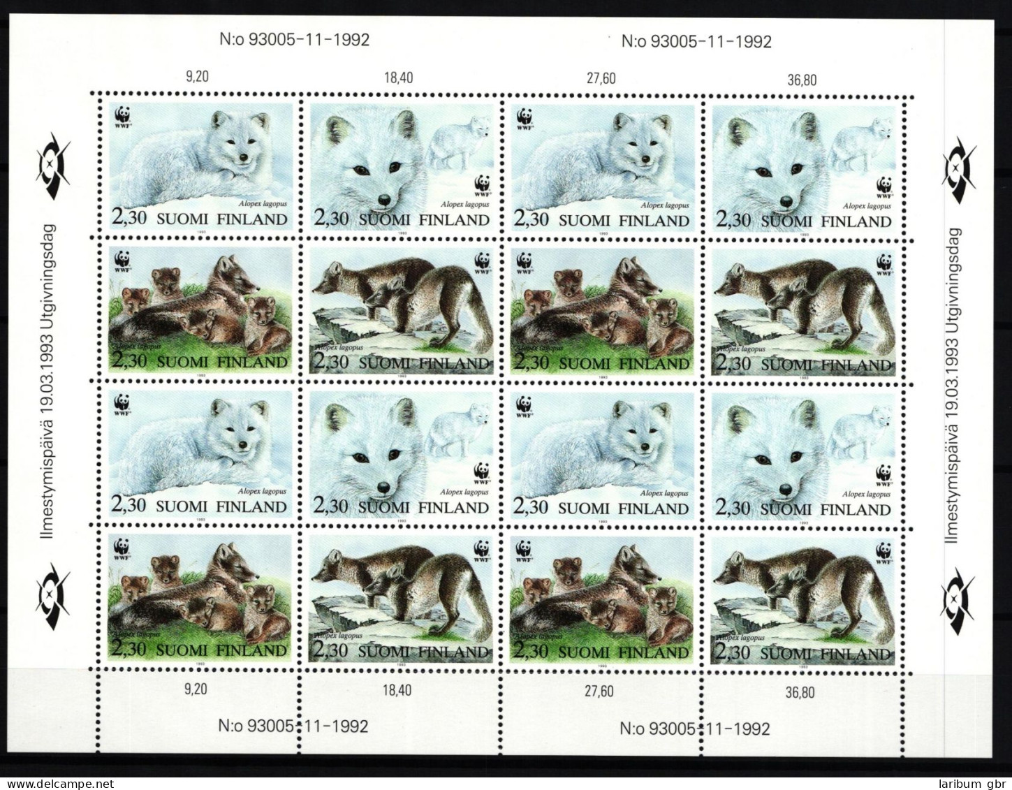 Finnland 830-833 Postfrisch Als ZD-Bogen, Füchse, WWF #IG323 - Altri & Non Classificati
