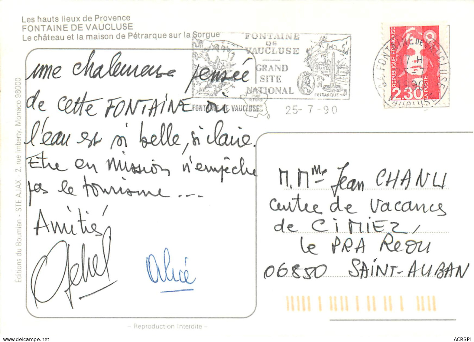 FONTAINE DE VAUCLUSE Le Chateau Et La Maison De Petrarque Sur La Sorgue 20(scan Recto-verso) ME2620 - Autres & Non Classés