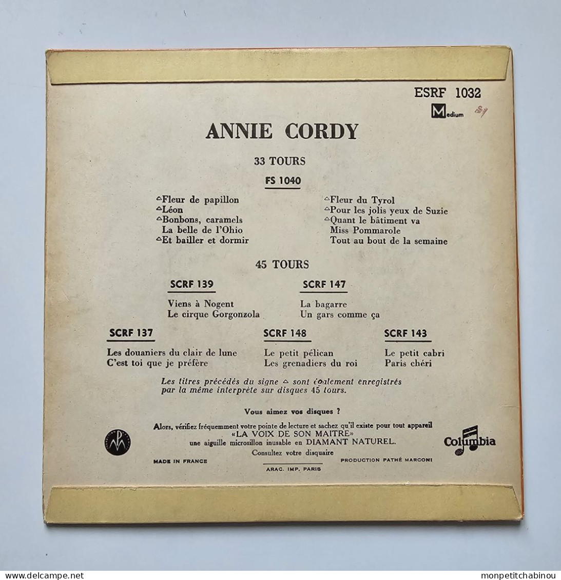 45T ANNIE CORDY : Oh ! Bessie - Autres - Musique Française