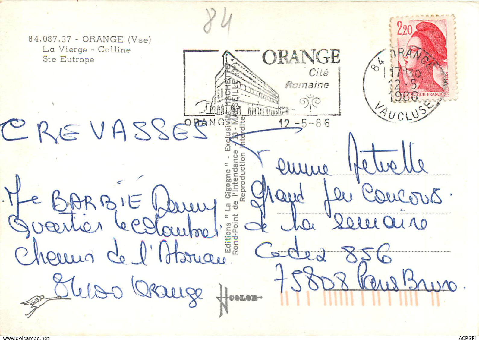 ORANGE La Vierge Colline Ste Eutrope 8(scan Recto-verso) ME2624 - Orange