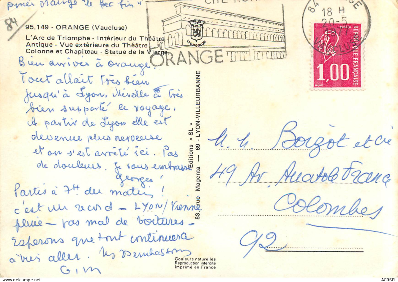 ORANGE L Arc De Triopmphe Interieur Du Theatre Antique Vue Exterieure Du Theatre 25(scan Recto-verso) ME2624 - Orange