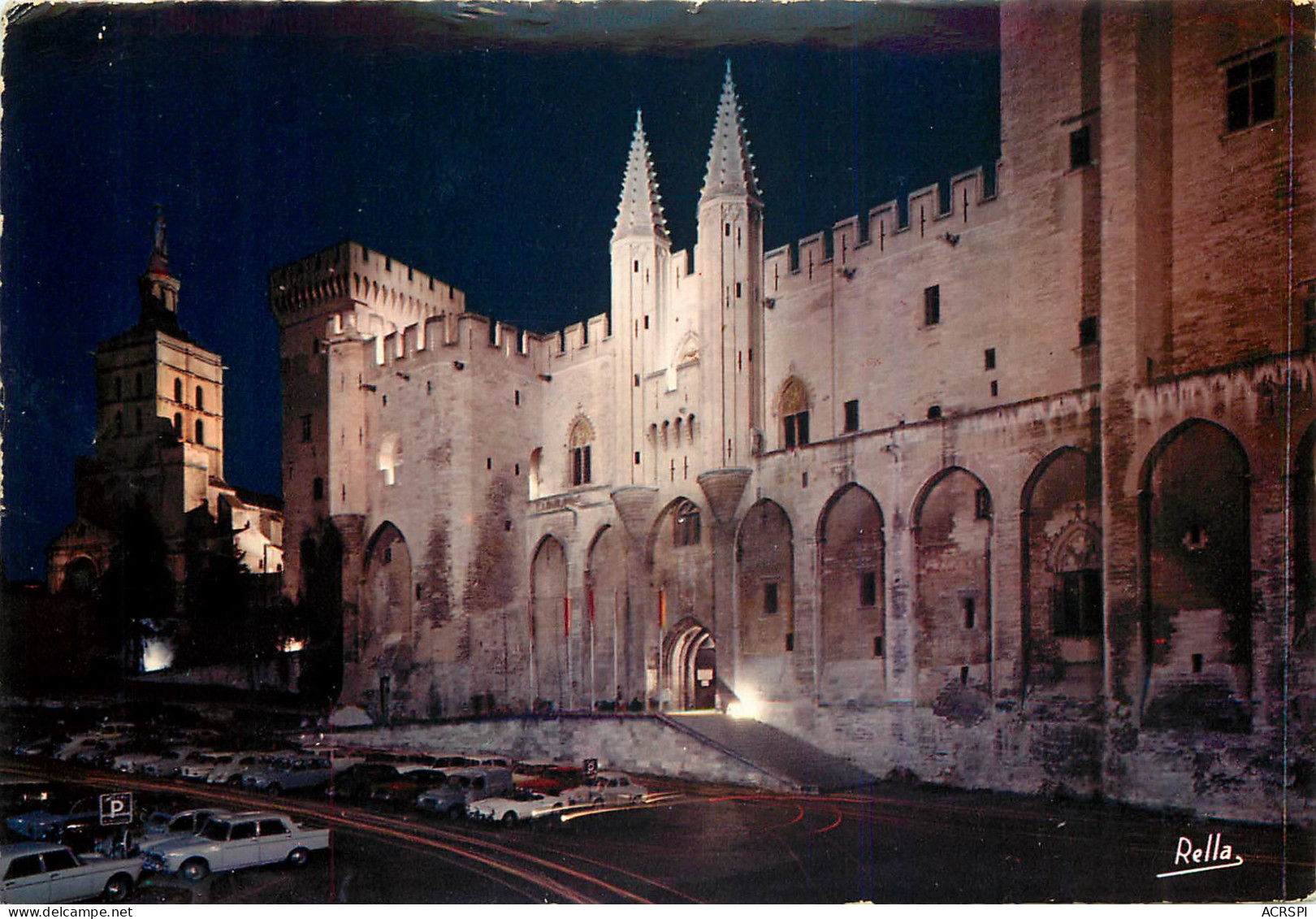 AVIGNON Effet De Nuit Facade Occidentale Du Palais Des Papes 12(scan Recto-verso) ME2631 - Avignon